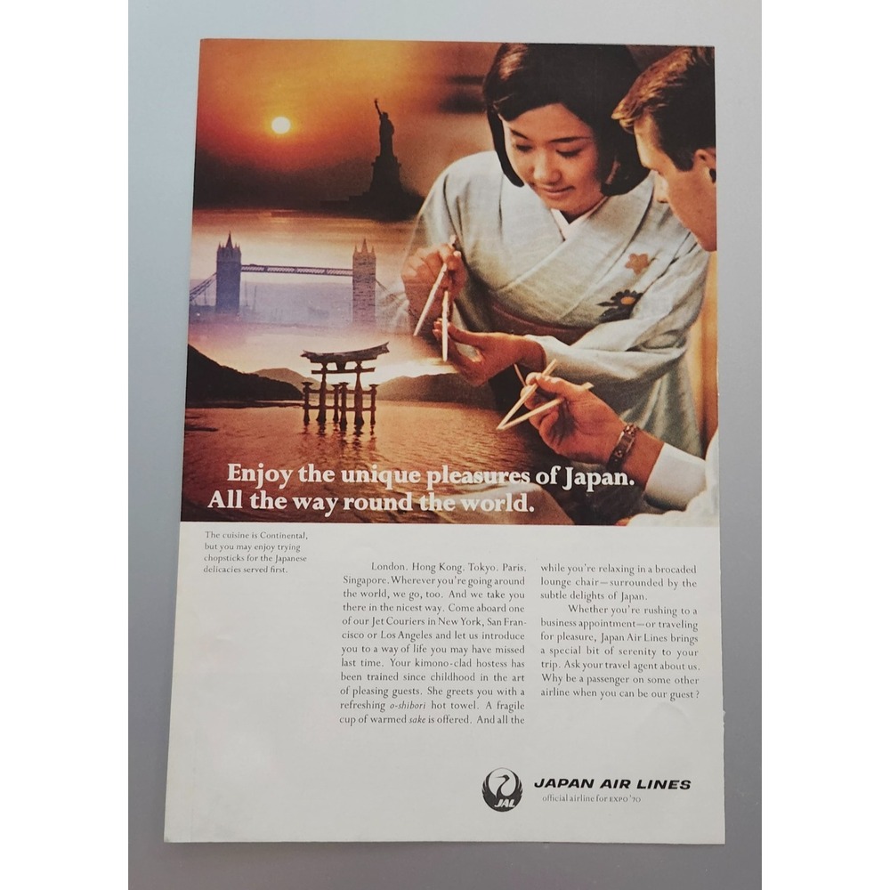 1969 Japan Air Lines: Unique Pleasures of Japan Vintage Print Ad